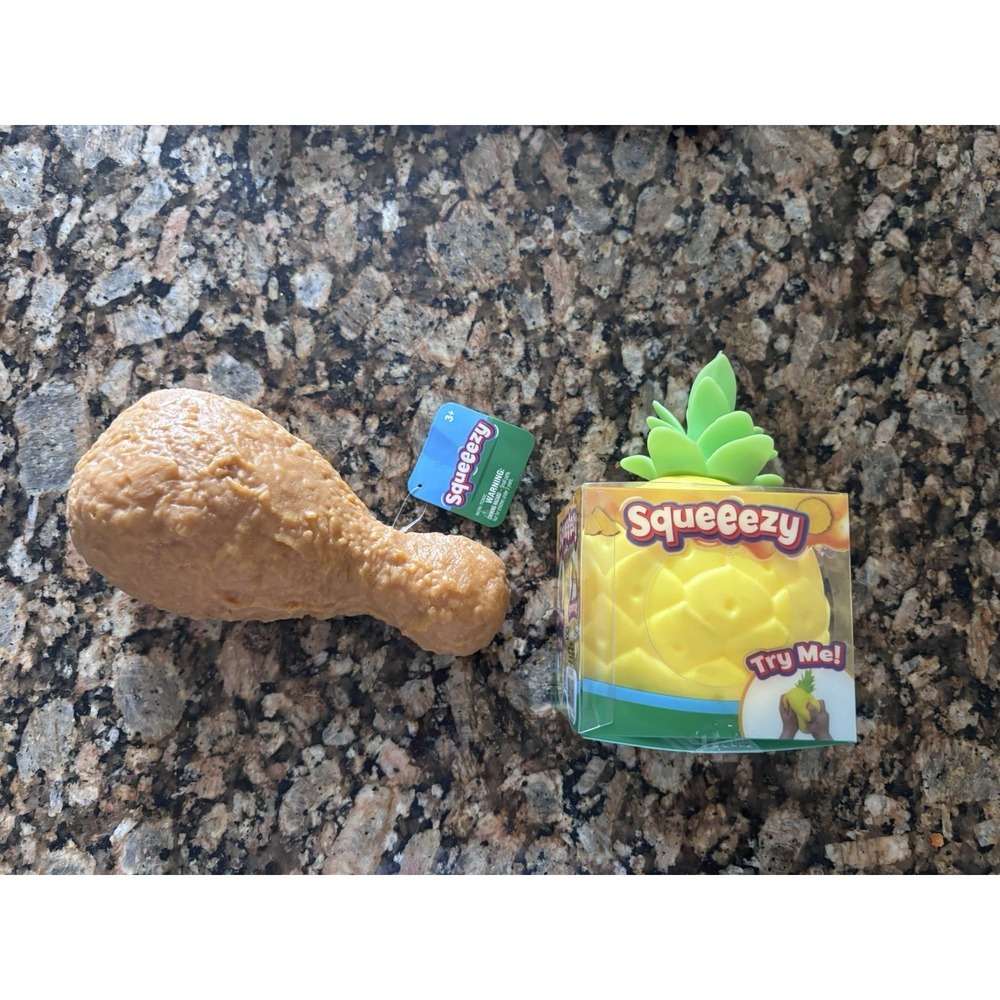 Squeezy Pineapple & Squeezy Chicken Leg Squishy Fidget Toy - NEW